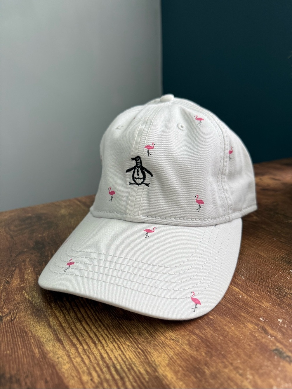 Original Penguin Hat Cap Adjustable Strapback Pink Flamingo Embroidery Tan
